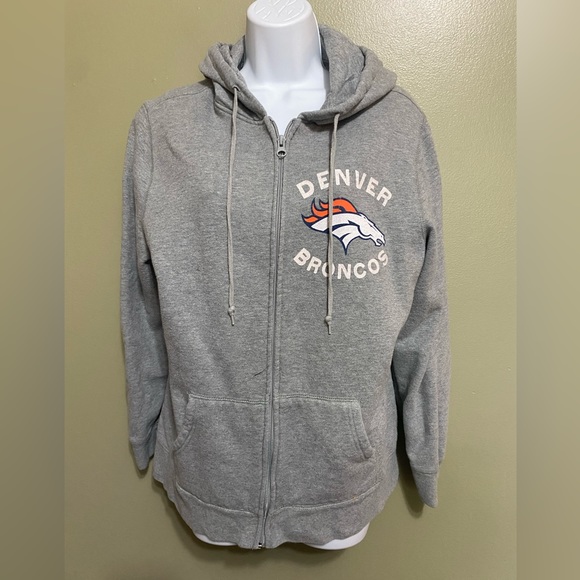 Denver Broncos Grey Zip Up Hoodie, Size XL - Picture 1 of 4